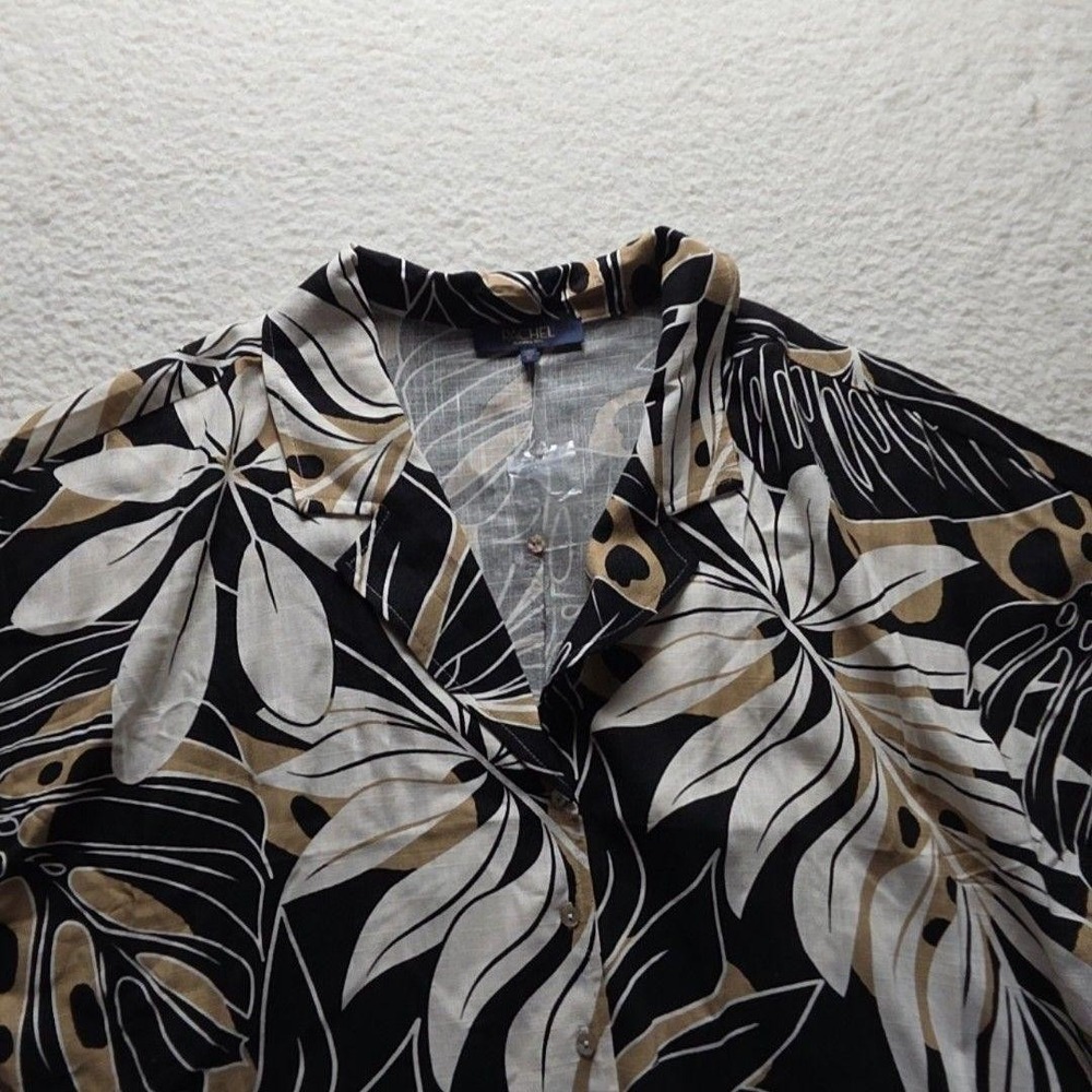 RACHEL Rachel Roy Shirt Womens 3X Plus Black Tropical Floral Tie Front Cropped